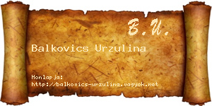 Balkovics Urzulina névjegykártya